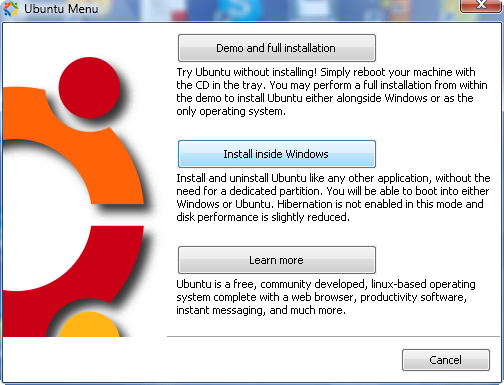 Wubi - instalace linuxu ve Windows a bez dělení disku