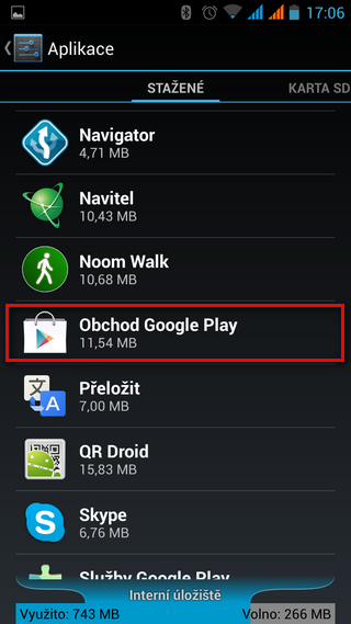 Nastavení aplikace Google Play v Androidu